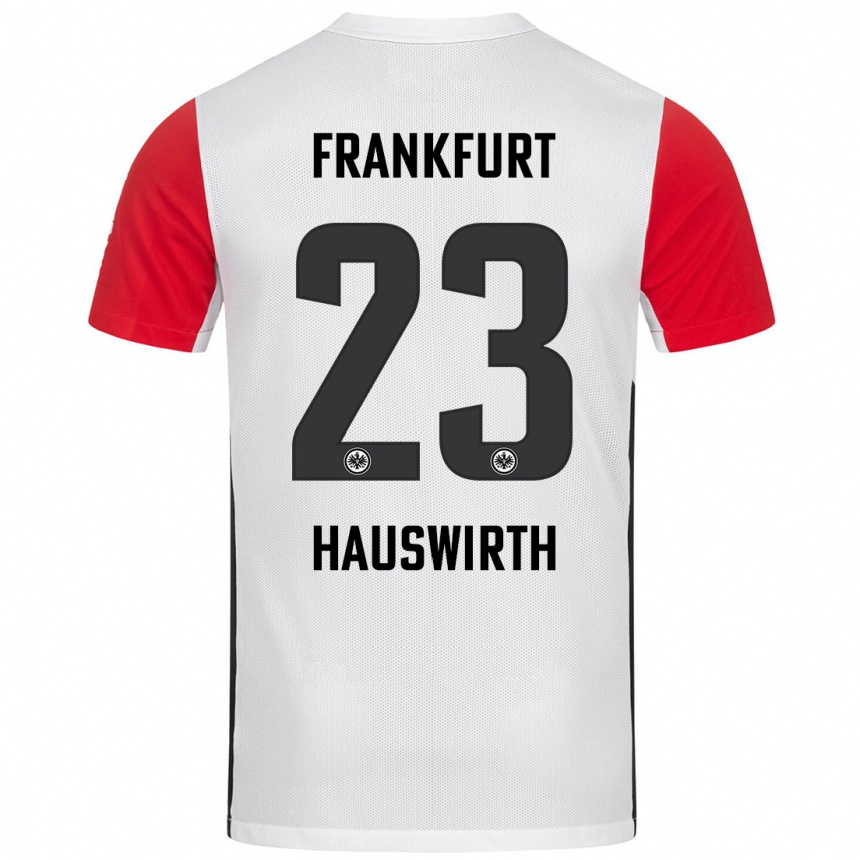 Kids Football Max Hauswirth #23 White Red Home Jersey 2024/25 T-Shirt Uk