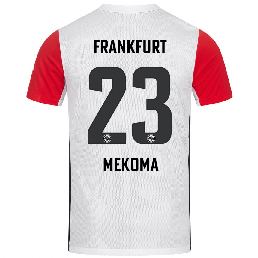 Kids Football Jamal Mekoma #23 White Red Home Jersey 2024/25 T-Shirt Uk