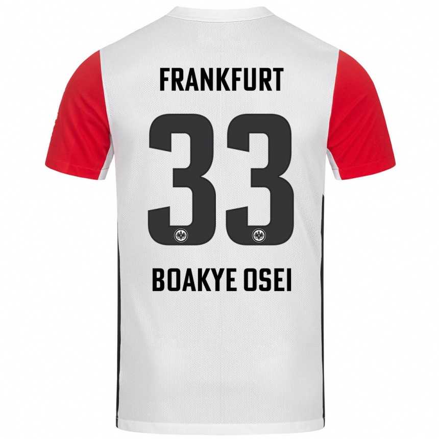 Kids Football Derek Boakye-Osei #33 White Red Home Jersey 2024/25 T-Shirt Uk