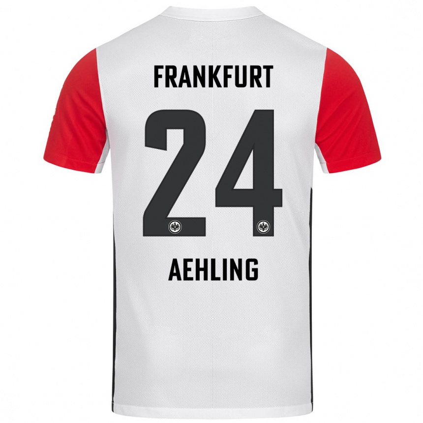 Kids Football Anna Aehling #24 White Red Home Jersey 2024/25 T-Shirt Uk