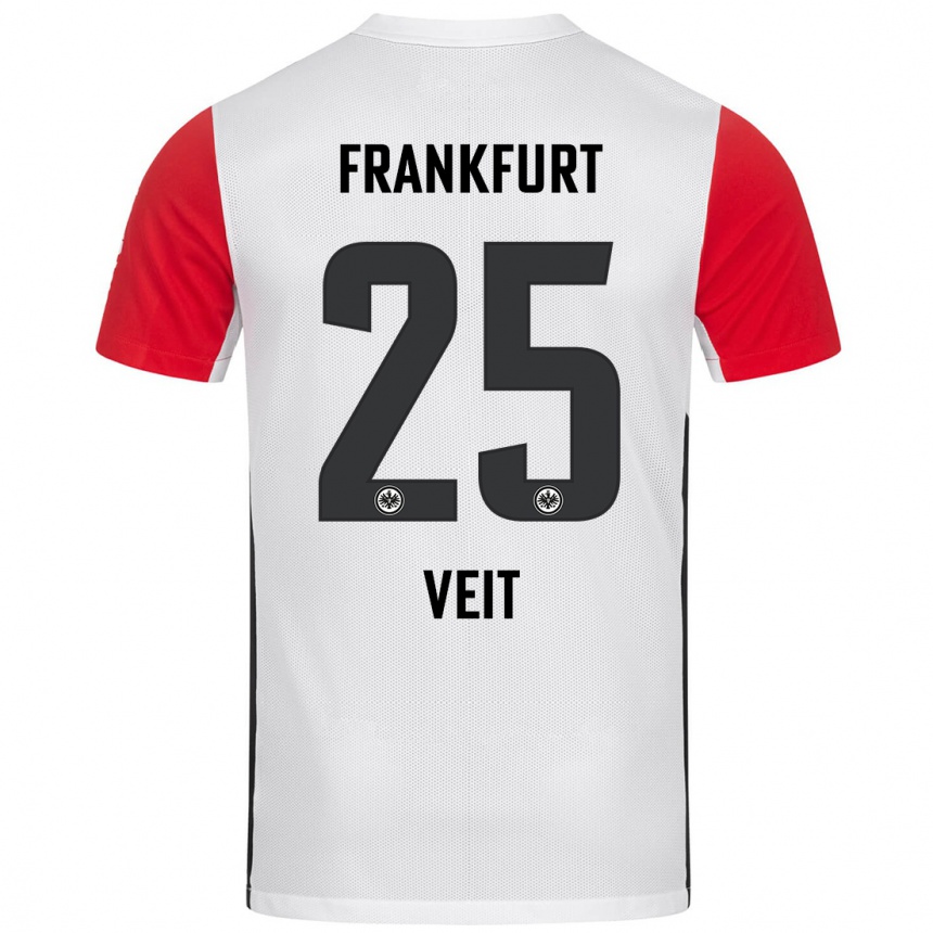 Kids Football Jella Veit #25 White Red Home Jersey 2024/25 T-Shirt Uk