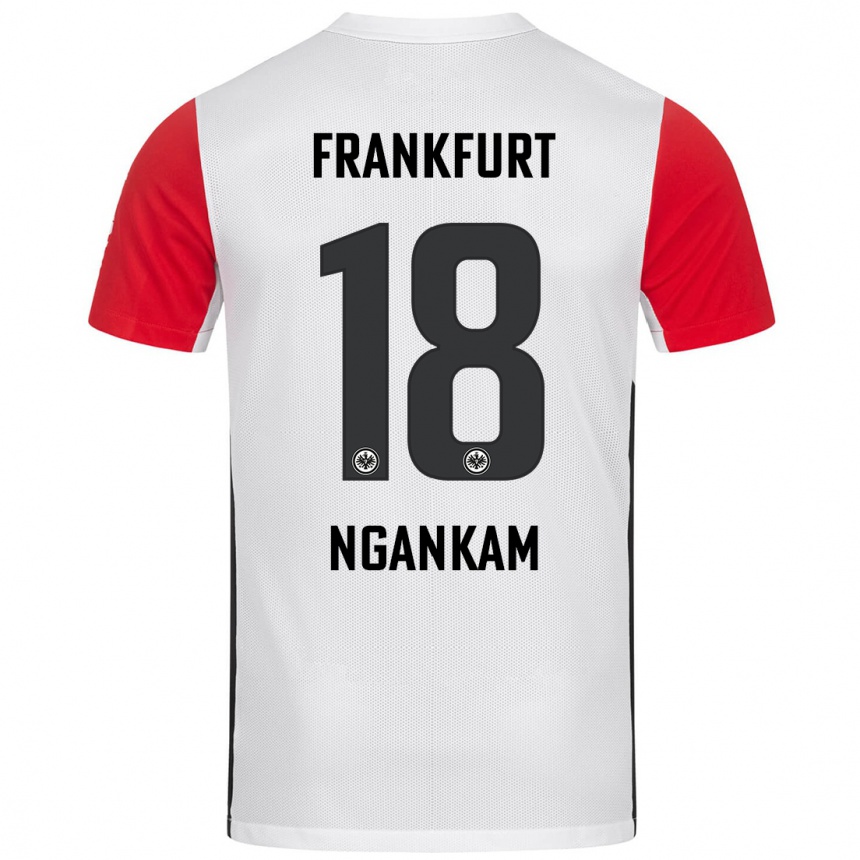 Kids Football Jessic Ngankam #18 White Red Home Jersey 2024/25 T-Shirt Uk