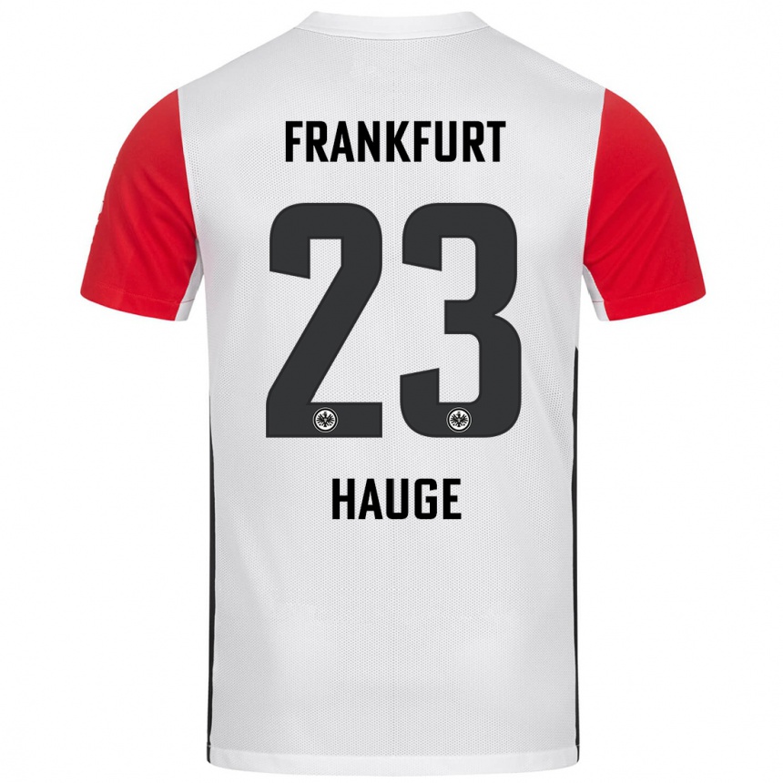 Kids Football Jens Petter Hauge #23 White Red Home Jersey 2024/25 T-Shirt Uk