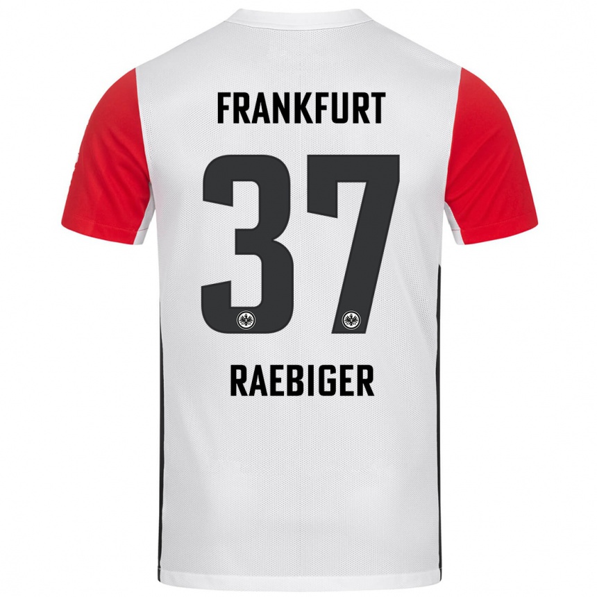 Kids Football Sidney Raebiger #37 White Red Home Jersey 2024/25 T-Shirt Uk