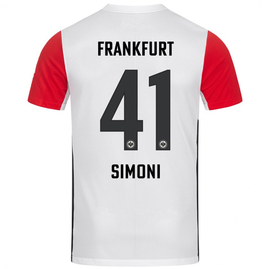 Kids Football Simon Simoni #41 White Red Home Jersey 2024/25 T-Shirt Uk