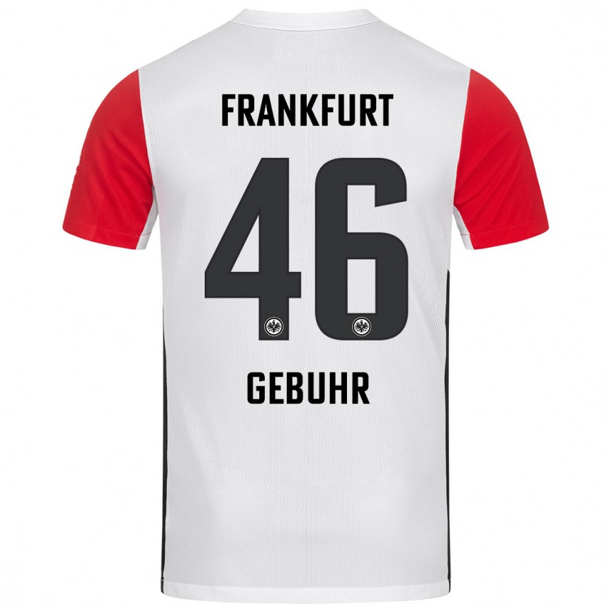 Kids Football Dario Gebuhr #46 White Red Home Jersey 2024/25 T-Shirt Uk