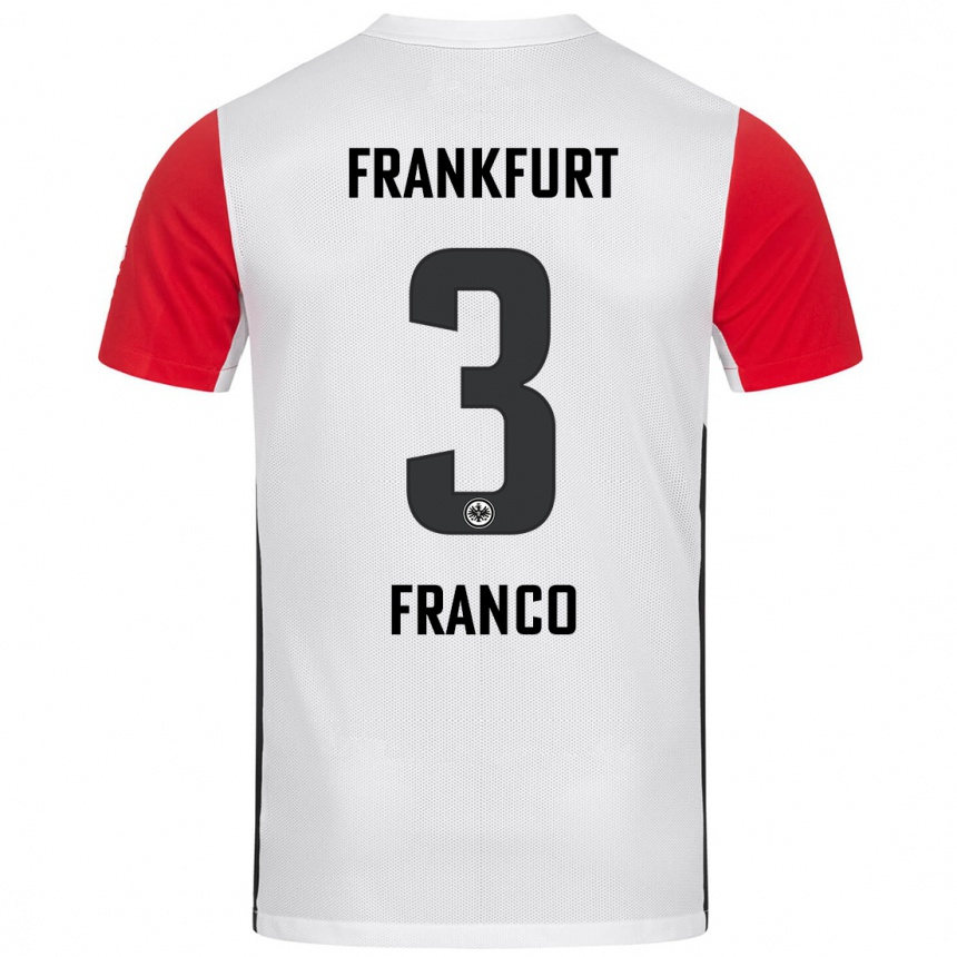 Kids Football Giuseppe Franco #3 White Red Home Jersey 2024/25 T-Shirt Uk