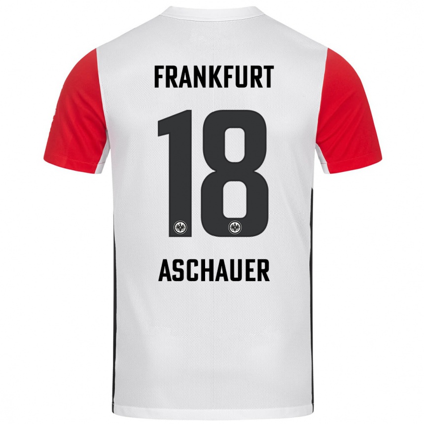 Kids Football Verena Aschauer Hanshaw #18 White Red Home Jersey 2024/25 T-Shirt Uk