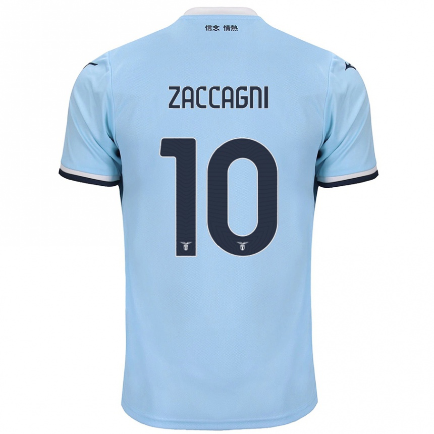 Kids Football Mattia Zaccagni #10 Blue Home Jersey 2024/25 T-Shirt Uk