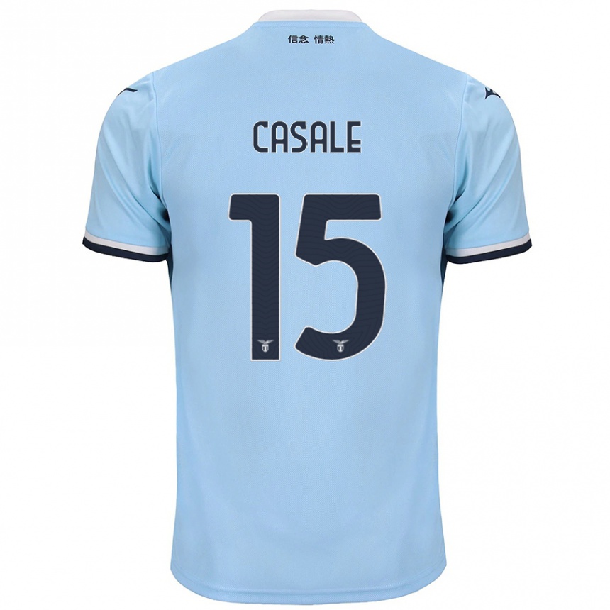 Kids Football Nicolò Casale #15 Blue Home Jersey 2024/25 T-Shirt Uk