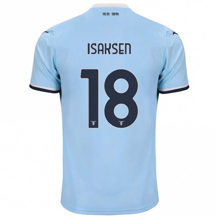 Kids Football Gustav Isaksen #18 Blue Home Jersey 2024/25 T-Shirt Uk