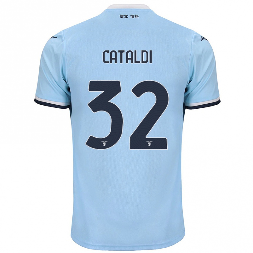 Kids Football Danilo Cataldi #32 Blue Home Jersey 2024/25 T-Shirt Uk