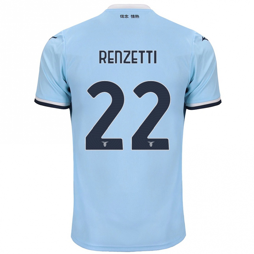 Kids Football Davide Renzetti #22 Blue Home Jersey 2024/25 T-Shirt Uk