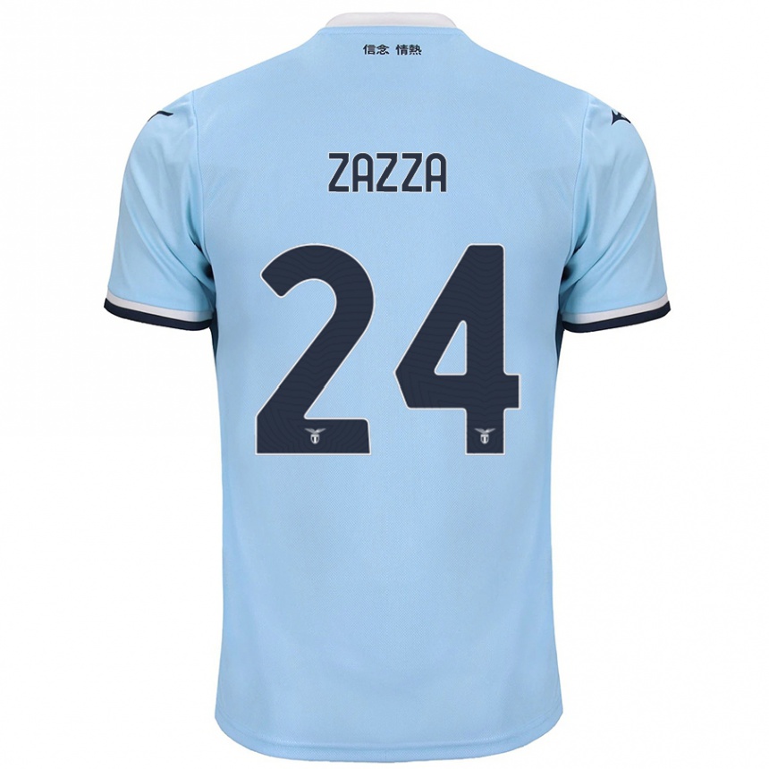 Kids Football Matteo Zazza #24 Blue Home Jersey 2024/25 T-Shirt Uk