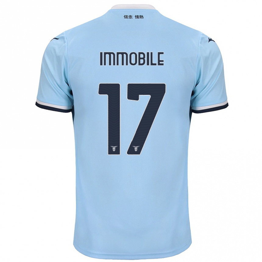 Kids Football Ciro Immobile #17 Blue Home Jersey 2024/25 T-Shirt Uk