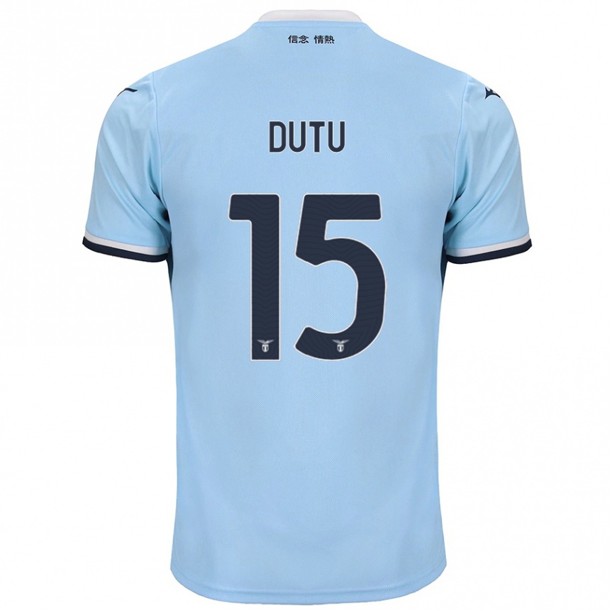 Kids Football Matteo Dutu #15 Blue Home Jersey 2024/25 T-Shirt Uk