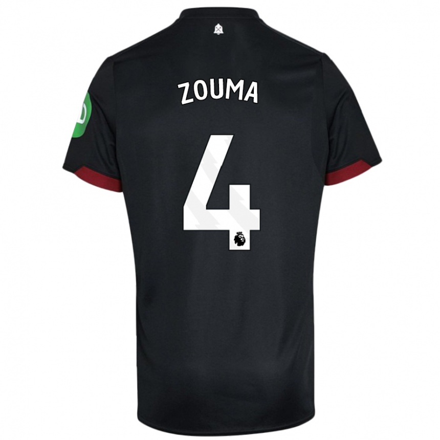 Kids Football Kurt Zouma #4 Black White Away Jersey 2024/25 T-Shirt Uk