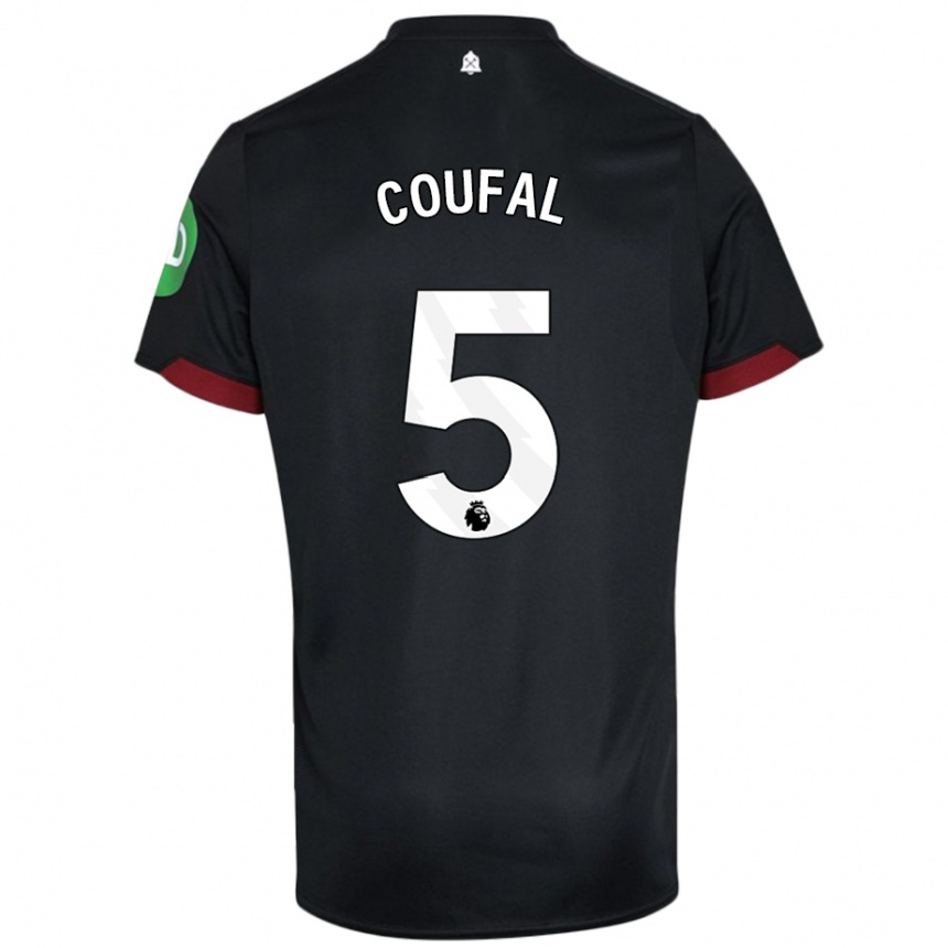 Kids Football Vladimir Coufal #5 Black White Away Jersey 2024/25 T-Shirt Uk