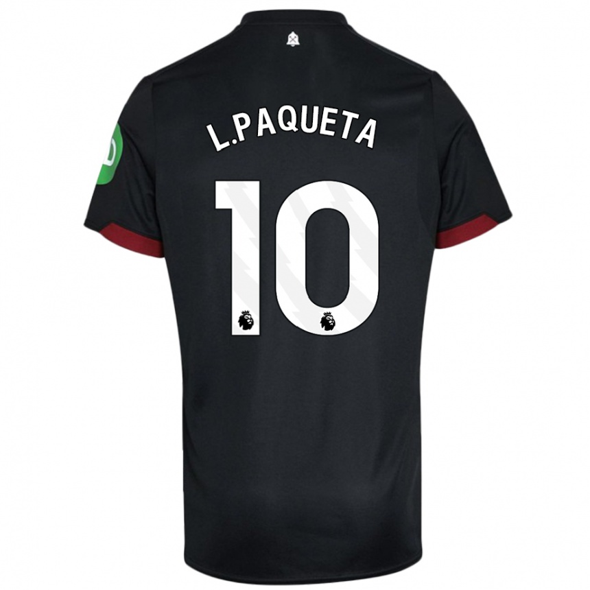 Kids Football Lucas Paqueta #10 Black White Away Jersey 2024/25 T-Shirt Uk