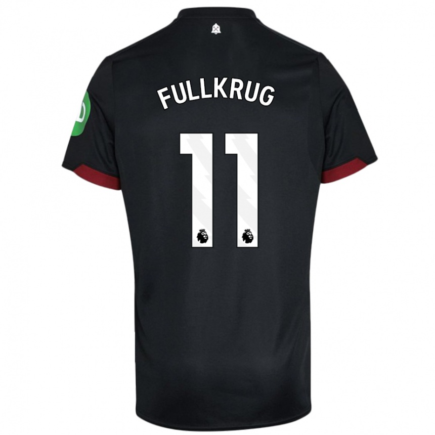 Kids Football Niclas Füllkrug #11 Black White Away Jersey 2024/25 T-Shirt Uk