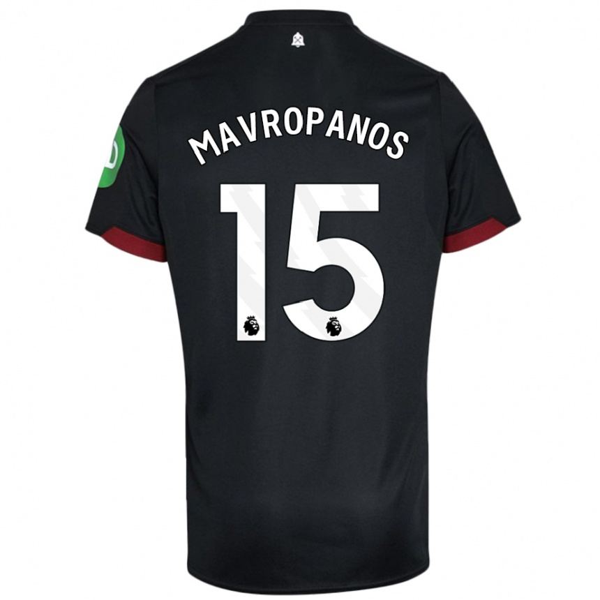 Kids Football Konstantinos Mavropanos #15 Black White Away Jersey 2024/25 T-Shirt Uk