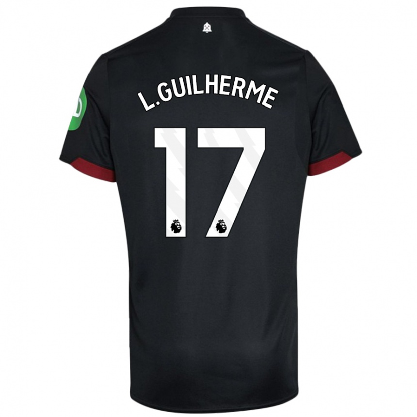 Kids Football Luis Guilherme #17 Black White Away Jersey 2024/25 T-Shirt Uk