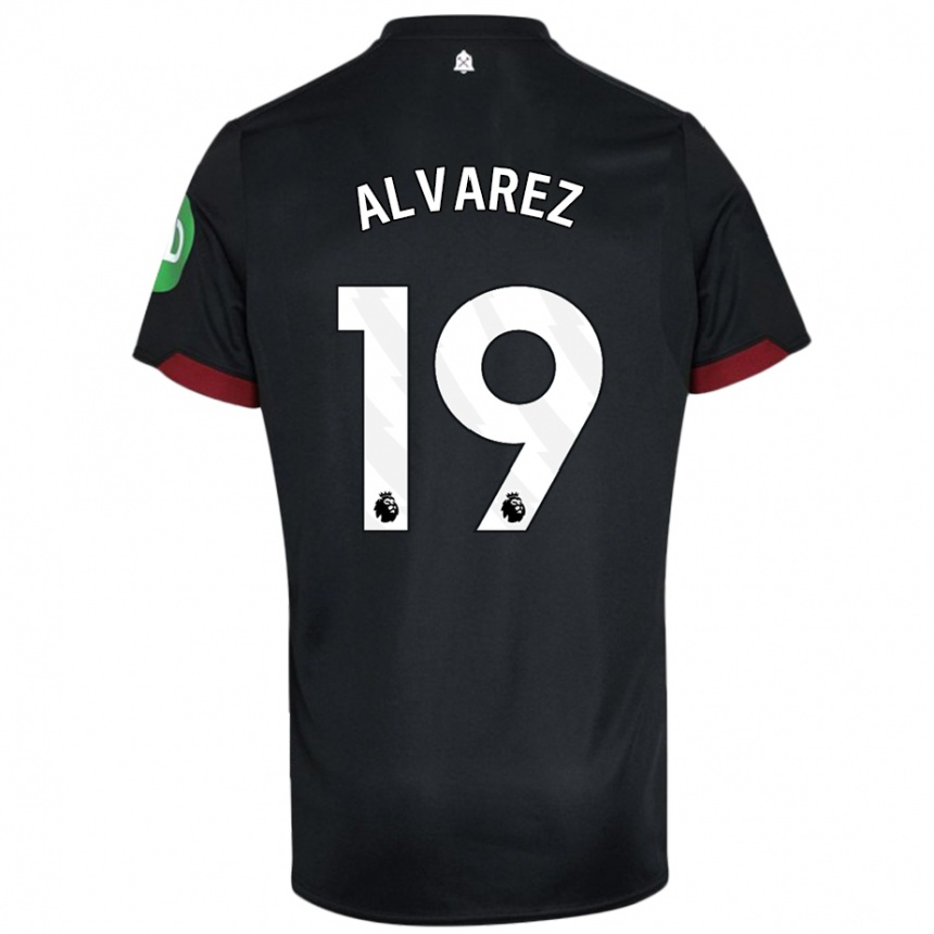 Kids Football Edson Alvarez #19 Black White Away Jersey 2024/25 T-Shirt Uk