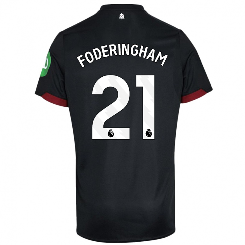 Kids Football Wes Foderingham #21 Black White Away Jersey 2024/25 T-Shirt Uk