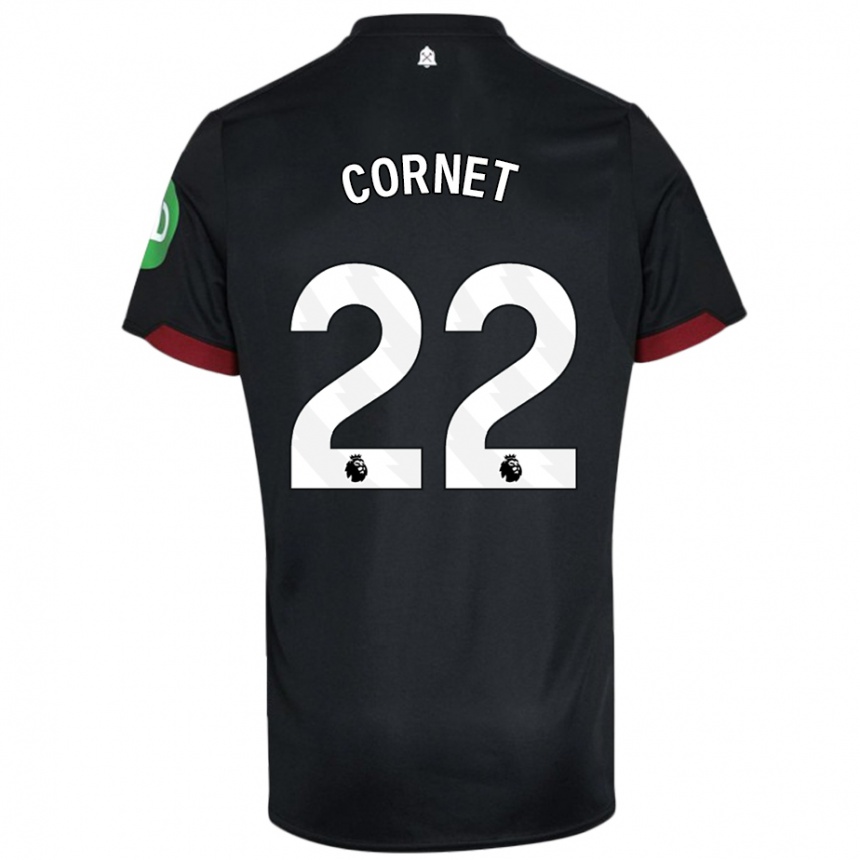 Kids Football Maxwel Cornet #22 Black White Away Jersey 2024/25 T-Shirt Uk