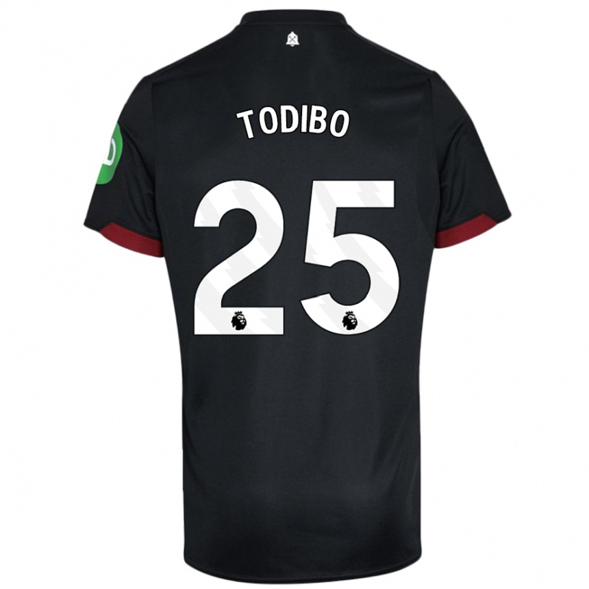 Kids Football Jean-Clair Todibo #25 Black White Away Jersey 2024/25 T-Shirt Uk