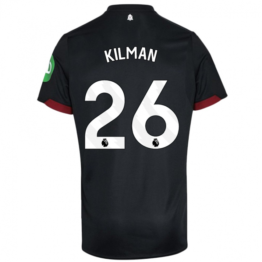 Kids Football Max Kilman #26 Black White Away Jersey 2024/25 T-Shirt Uk