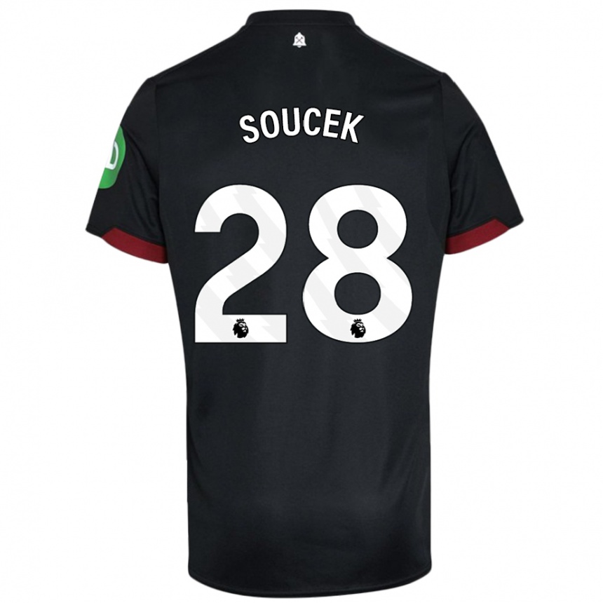 Kids Football Tomas Soucek #28 Black White Away Jersey 2024/25 T-Shirt Uk