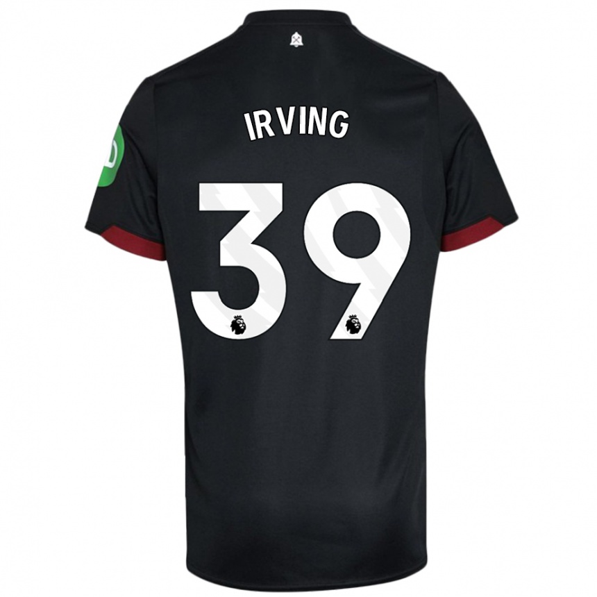 Kids Football Andy Irving #39 Black White Away Jersey 2024/25 T-Shirt Uk