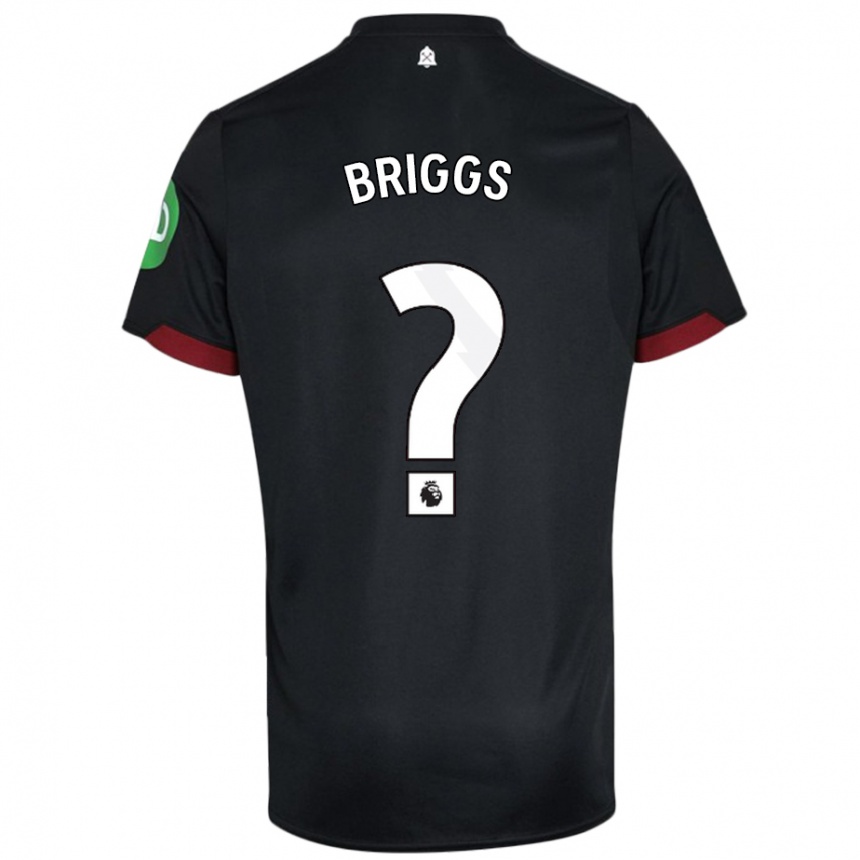 Kids Football Josh Briggs #0 Black White Away Jersey 2024/25 T-Shirt Uk