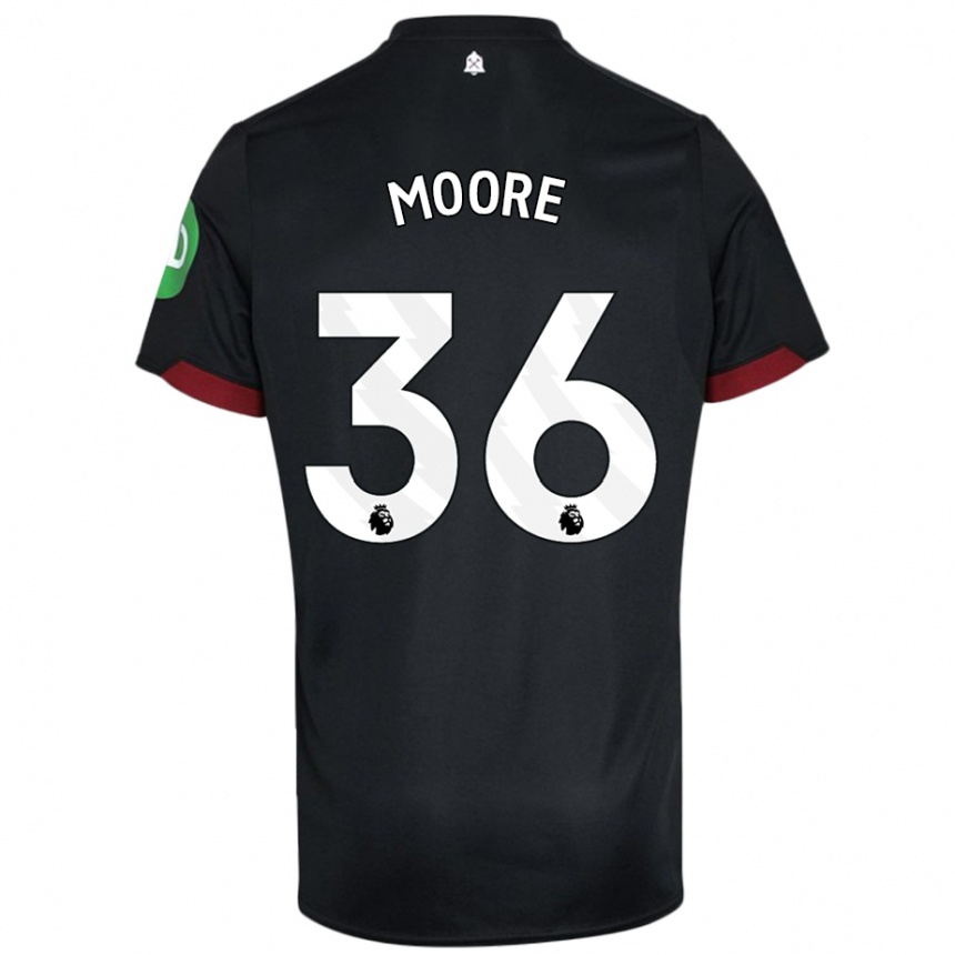 Kids Football Sean Moore #36 Black White Away Jersey 2024/25 T-Shirt Uk