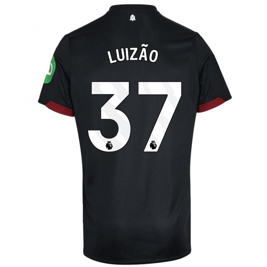 Kids Football Luizão #37 Black White Away Jersey 2024/25 T-Shirt Uk