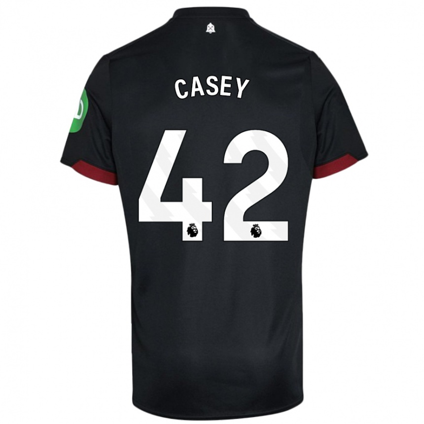 Kids Football Kaelan Casey #42 Black White Away Jersey 2024/25 T-Shirt Uk