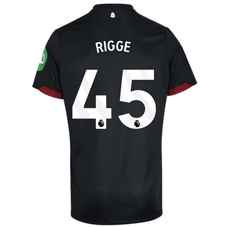 Kids Football Daniel Rigge #45 Black White Away Jersey 2024/25 T-Shirt Uk