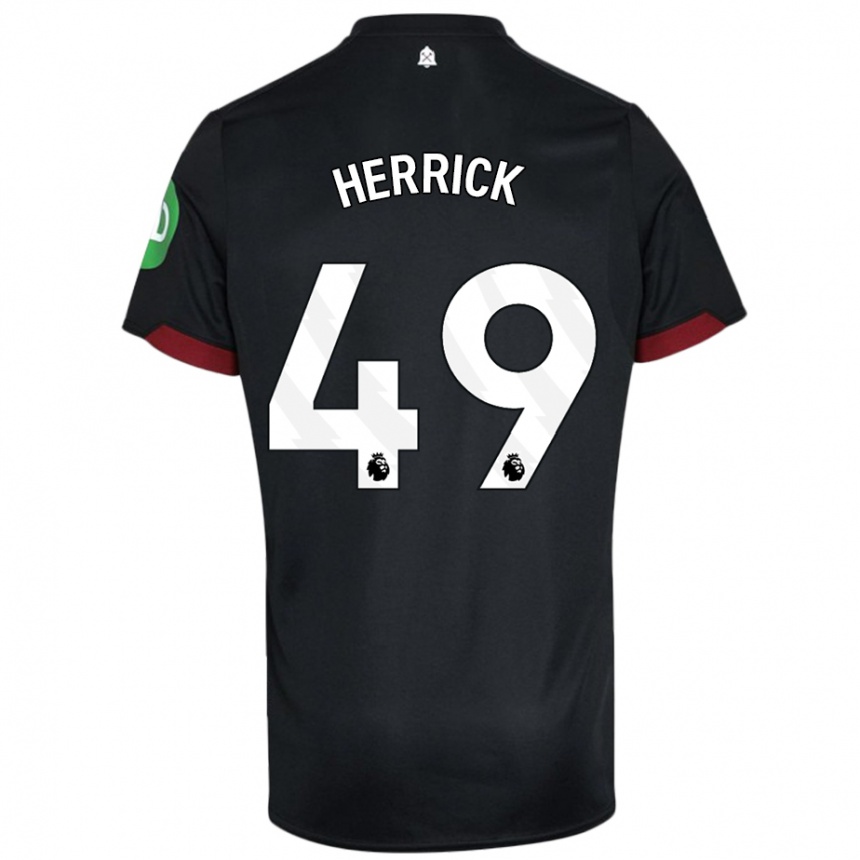 Kids Football Finlay Herrick #49 Black White Away Jersey 2024/25 T-Shirt Uk