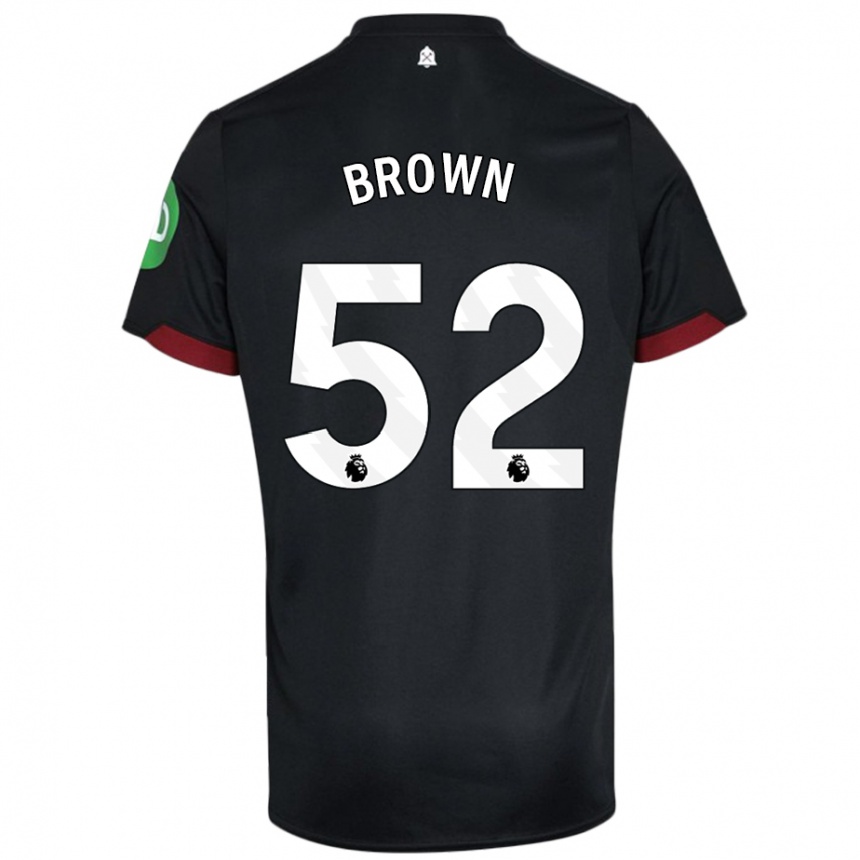 Kids Football Luis Brown #52 Black White Away Jersey 2024/25 T-Shirt Uk