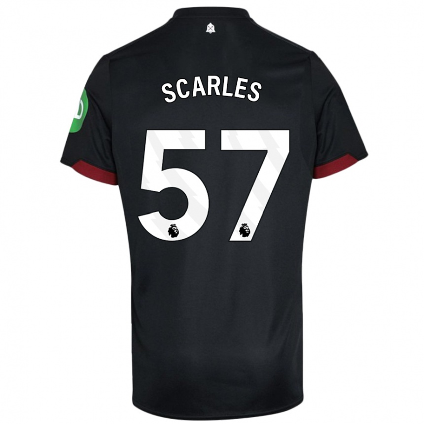 Kids Football Oliver Scarles #57 Black White Away Jersey 2024/25 T-Shirt Uk