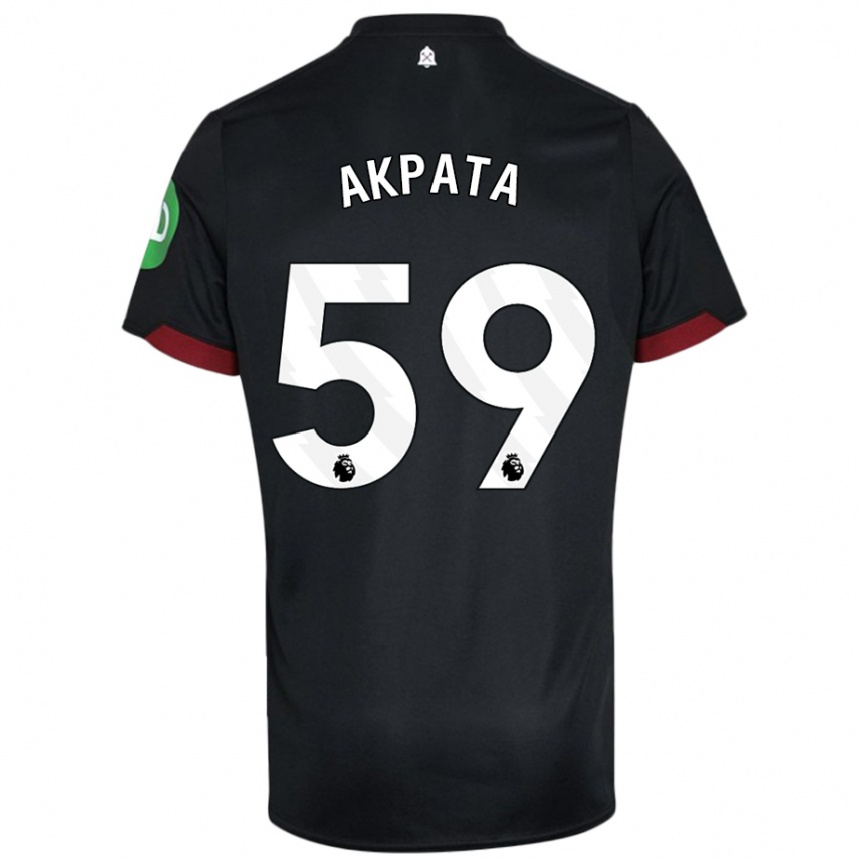 Kids Football Tyron Akpata #59 Black White Away Jersey 2024/25 T-Shirt Uk