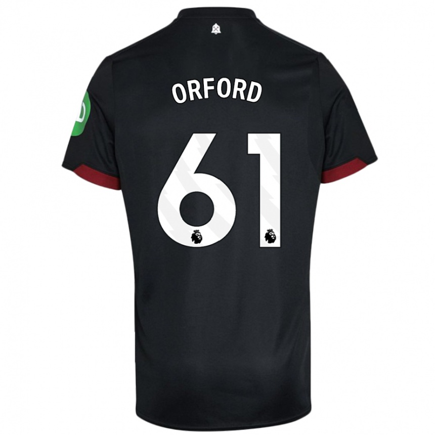 Kids Football Lewis Orford #61 Black White Away Jersey 2024/25 T-Shirt Uk