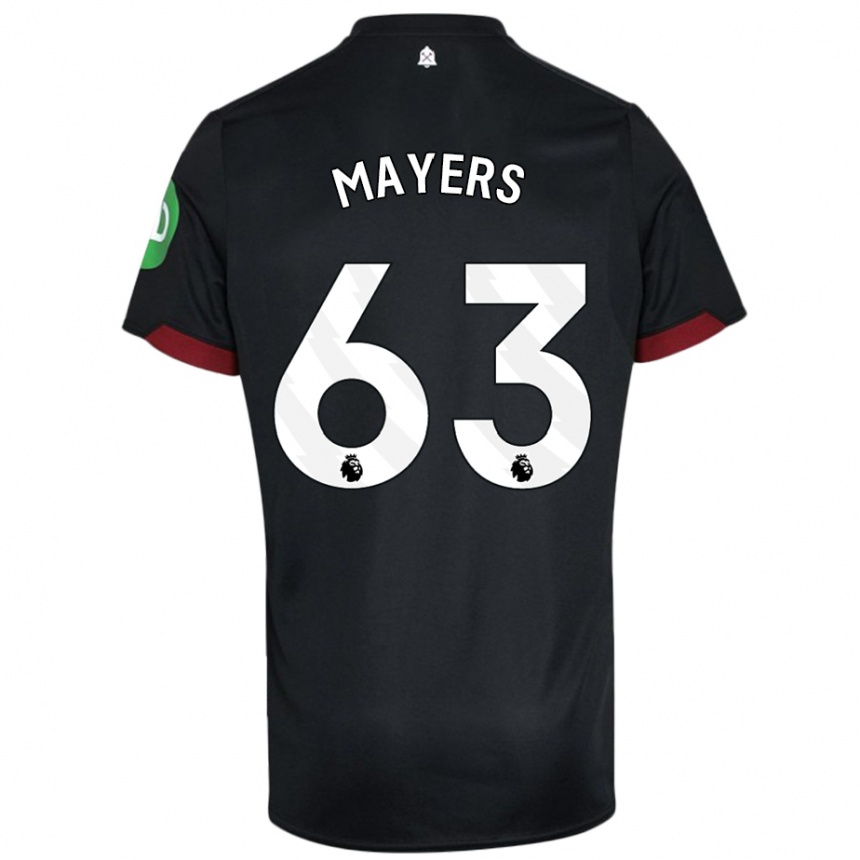 Kids Football Ezra Mayers #63 Black White Away Jersey 2024/25 T-Shirt Uk