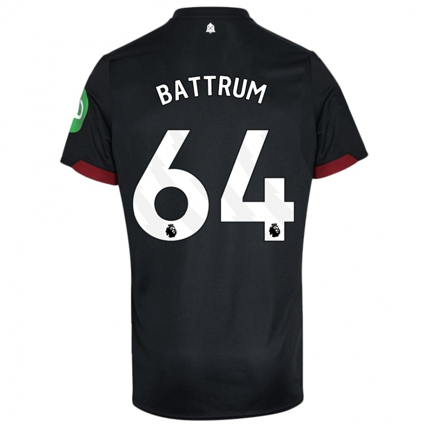 Kids Football Ryan Battrum #64 Black White Away Jersey 2024/25 T-Shirt Uk