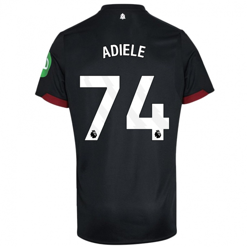 Kids Football Emeka Adiele #74 Black White Away Jersey 2024/25 T-Shirt Uk