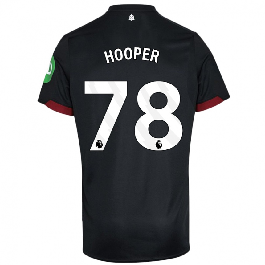 Kids Football Finley Hooper #78 Black White Away Jersey 2024/25 T-Shirt Uk