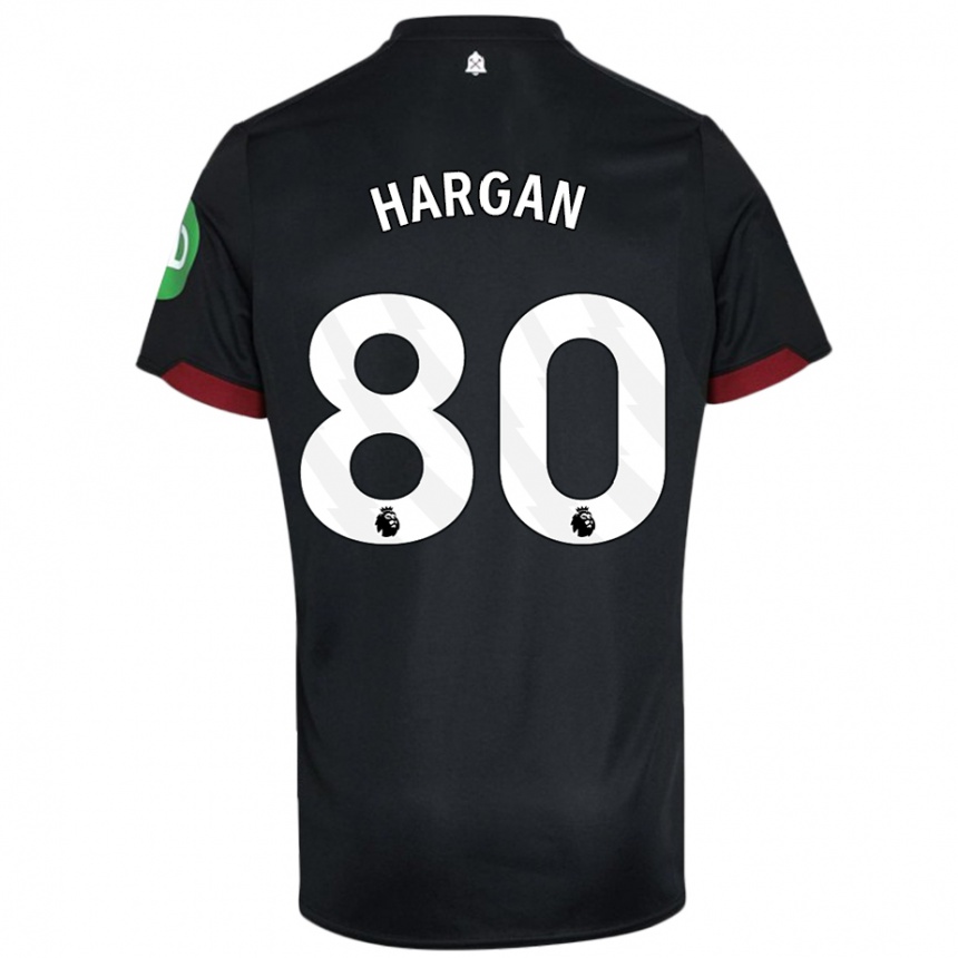 Kids Football Riley Hargan #80 Black White Away Jersey 2024/25 T-Shirt Uk