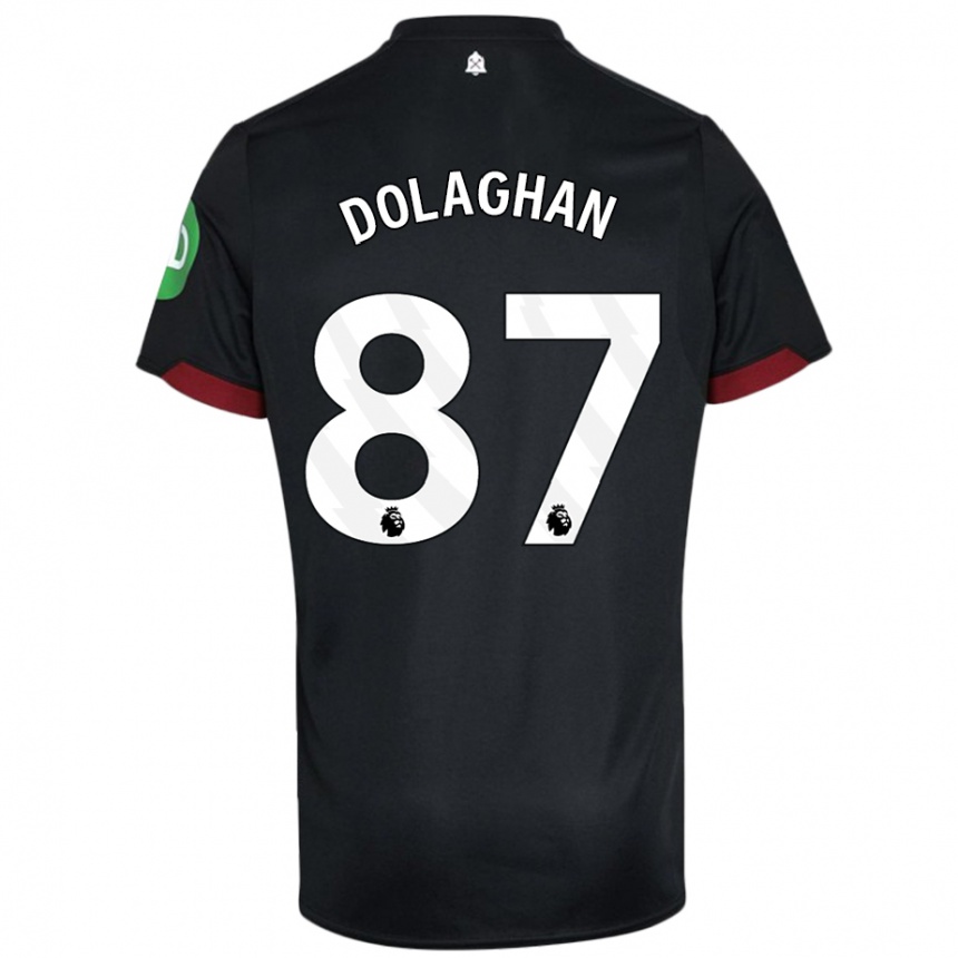 Kids Football Brad Dolaghan #87 Black White Away Jersey 2024/25 T-Shirt Uk