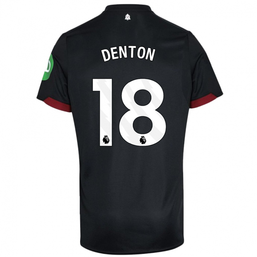 Kids Football Anouk Denton #18 Black White Away Jersey 2024/25 T-Shirt Uk